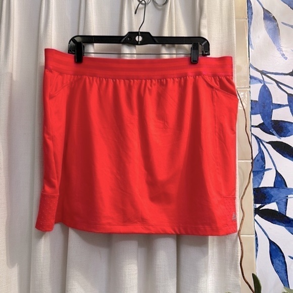 NWOT Women’s Adidas Orange with Pink Waistband Polyester & Spandex Golf Skort XL - Picture 1 of 7